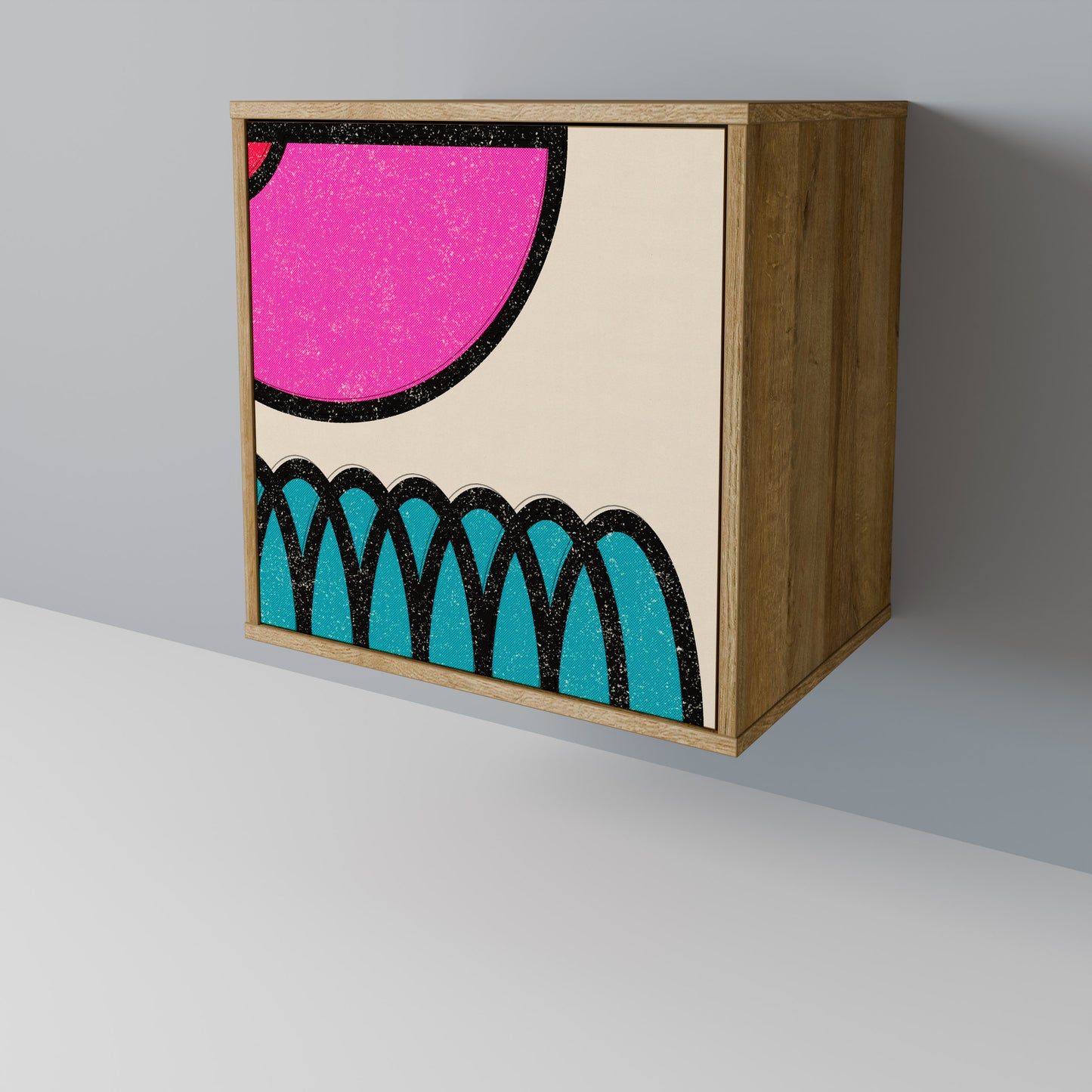 Credenza GEOMETRIC RHAPSODY a 1 anta effetto rovere