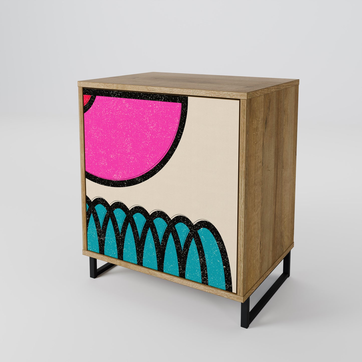 Credenza GEOMETRIC RHAPSODY a 1 anta effetto rovere