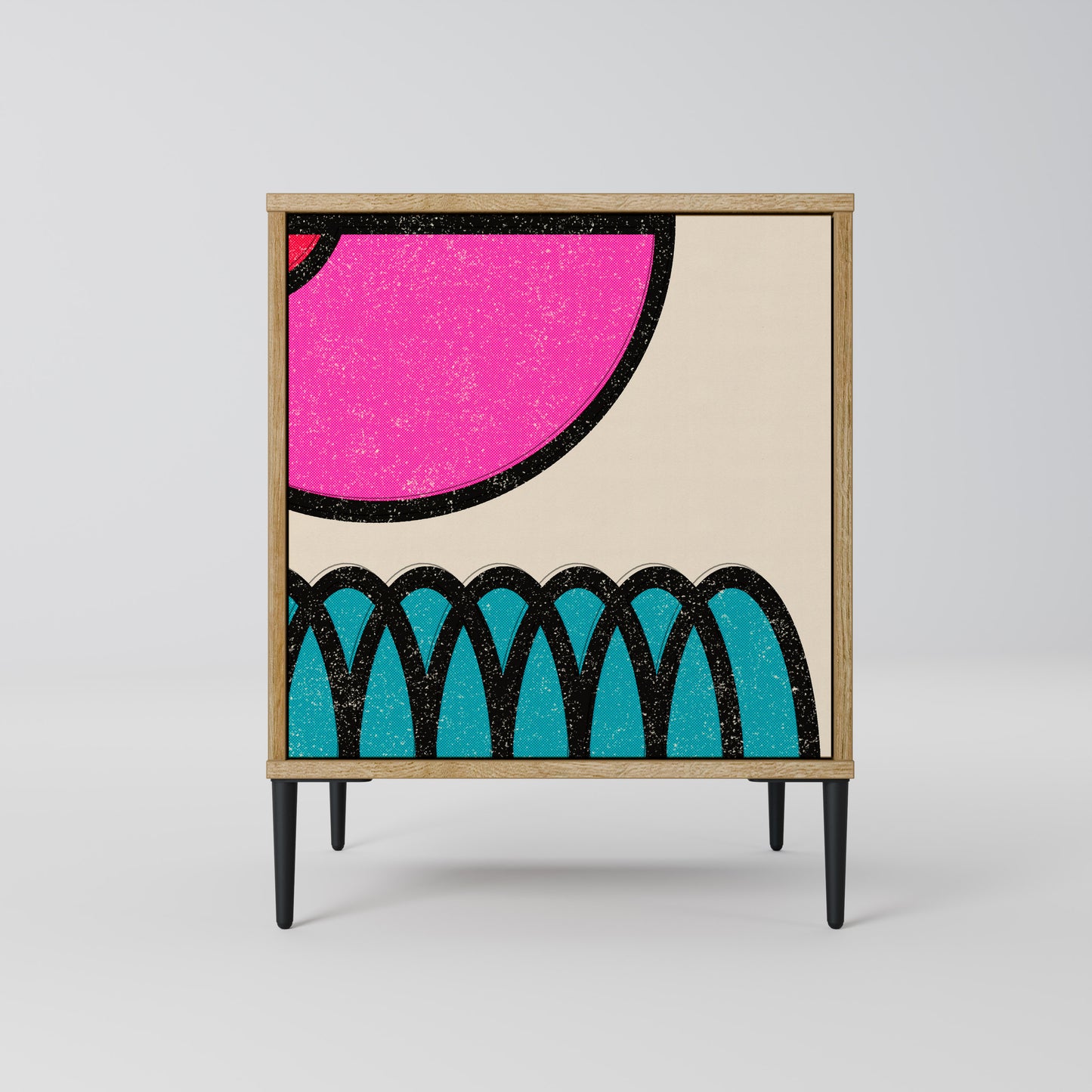 Credenza GEOMETRIC RHAPSODY a 1 anta effetto rovere