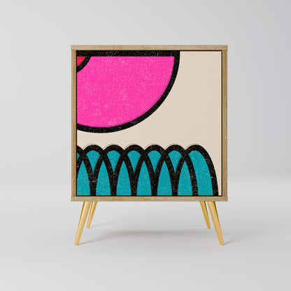 Credenza GEOMETRIC RHAPSODY a 1 anta effetto rovere