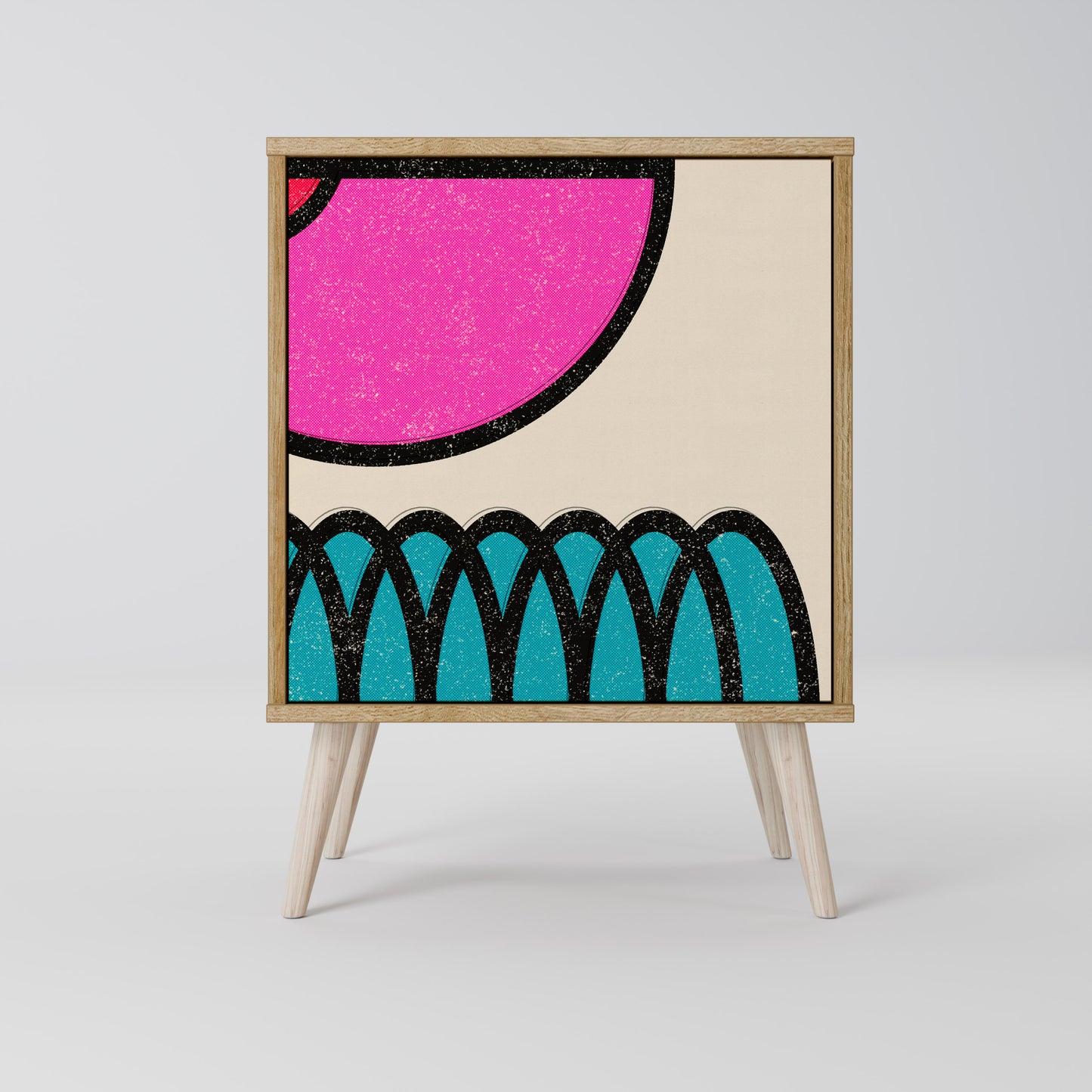 Credenza GEOMETRIC RHAPSODY a 1 anta effetto rovere