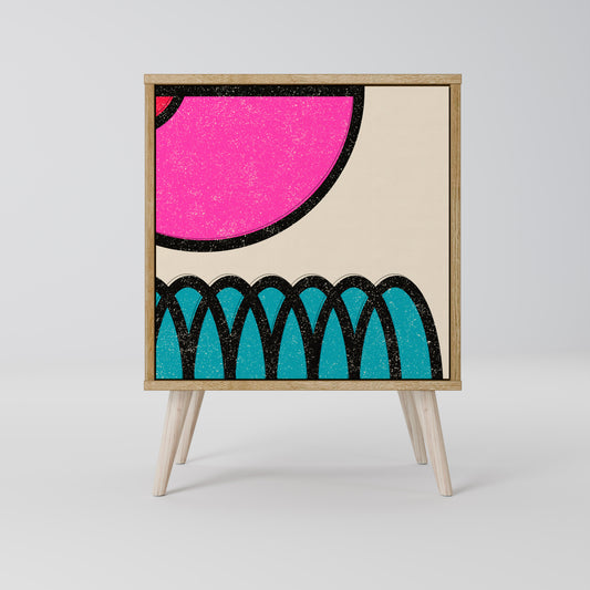 Credenza GEOMETRIC RHAPSODY a 1 anta effetto rovere