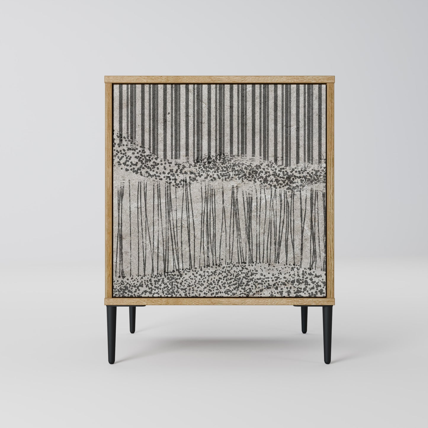 GRAIN LINES Madia a 1 anta effetto rovere