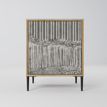 GRAIN LINES Madia a 1 anta effetto rovere