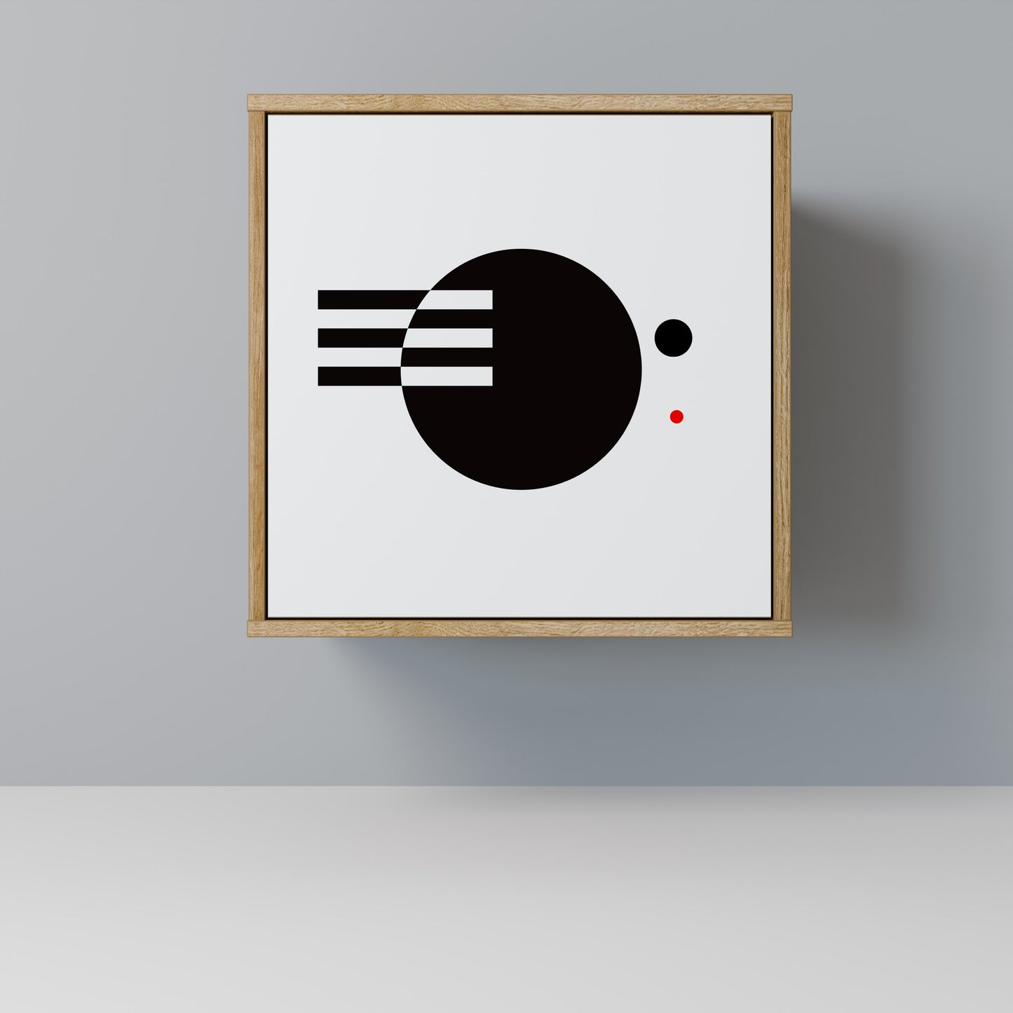 Credenza a 1 anta effetto rovere con combinazione bianco e nero