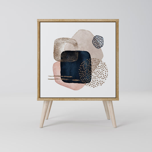 Credenza a 1 anta COLORFUL SHAPES in effetto rovere