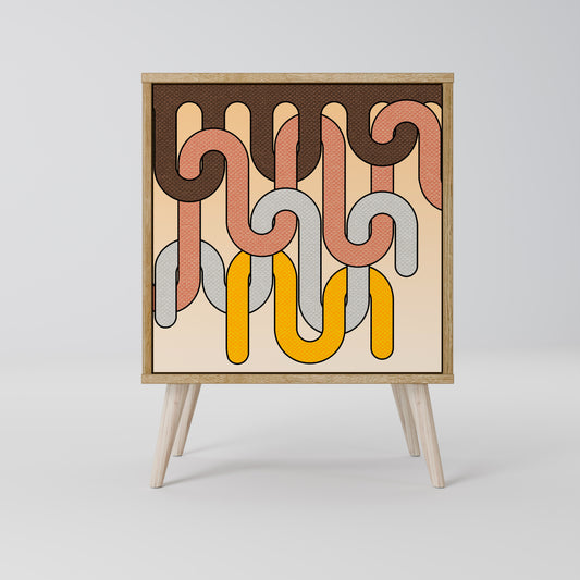 Credenza a 1 anta COLORFUL STRINGS effetto rovere