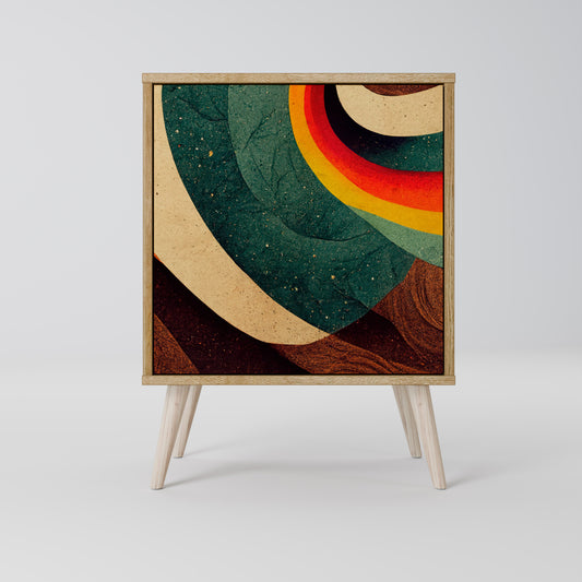 Credenza a 1 anta COLORFUL STRANDS effetto rovere