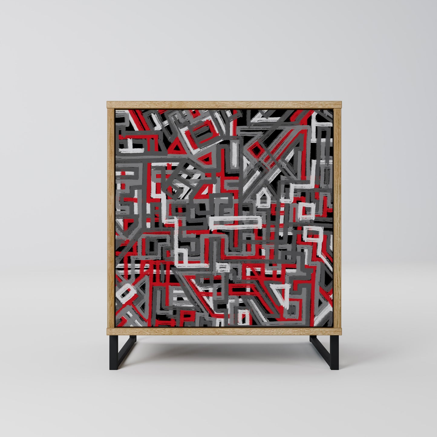 Credenza BROKEN LINES a 1 anta effetto rovere