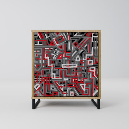 Credenza BROKEN LINES a 1 anta effetto rovere