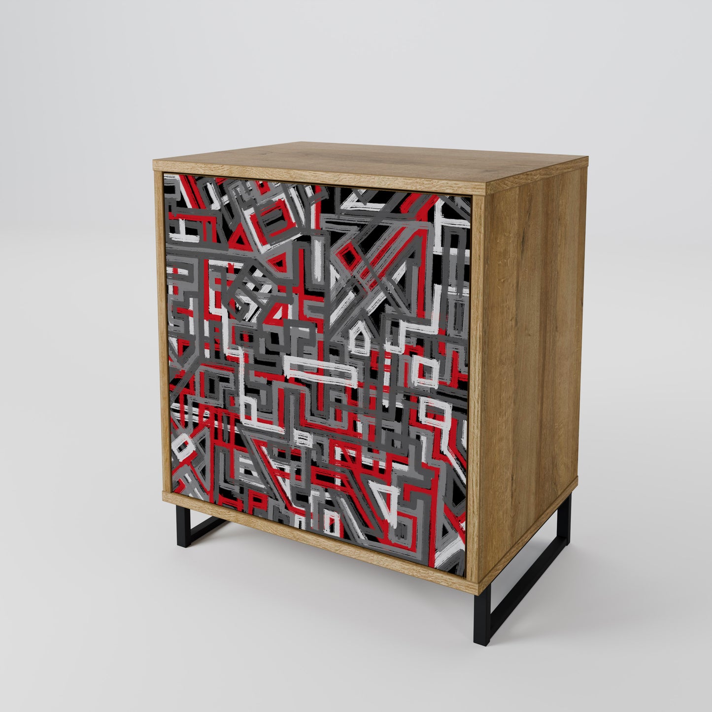 Credenza BROKEN LINES a 1 anta effetto rovere