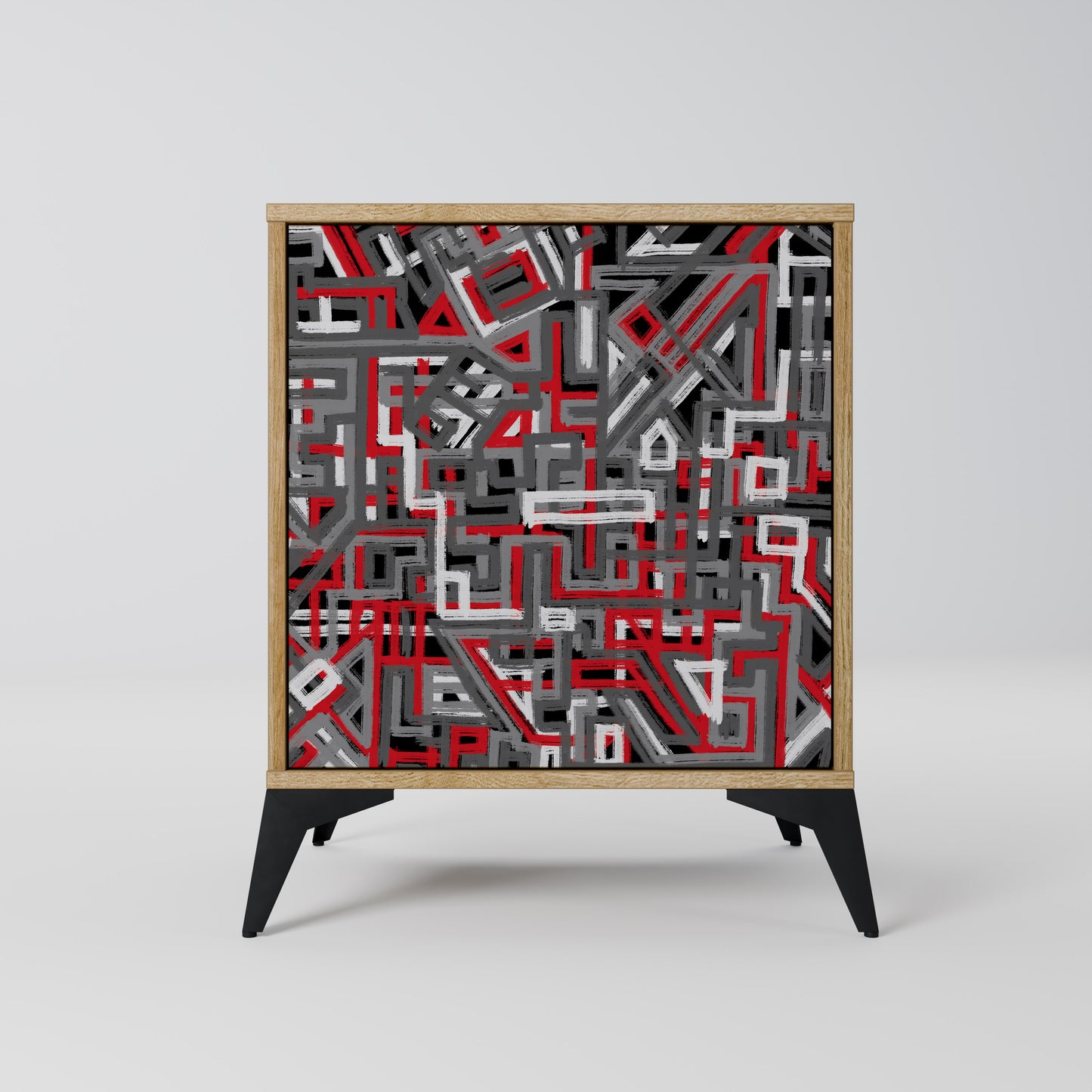 Credenza BROKEN LINES a 1 anta effetto rovere