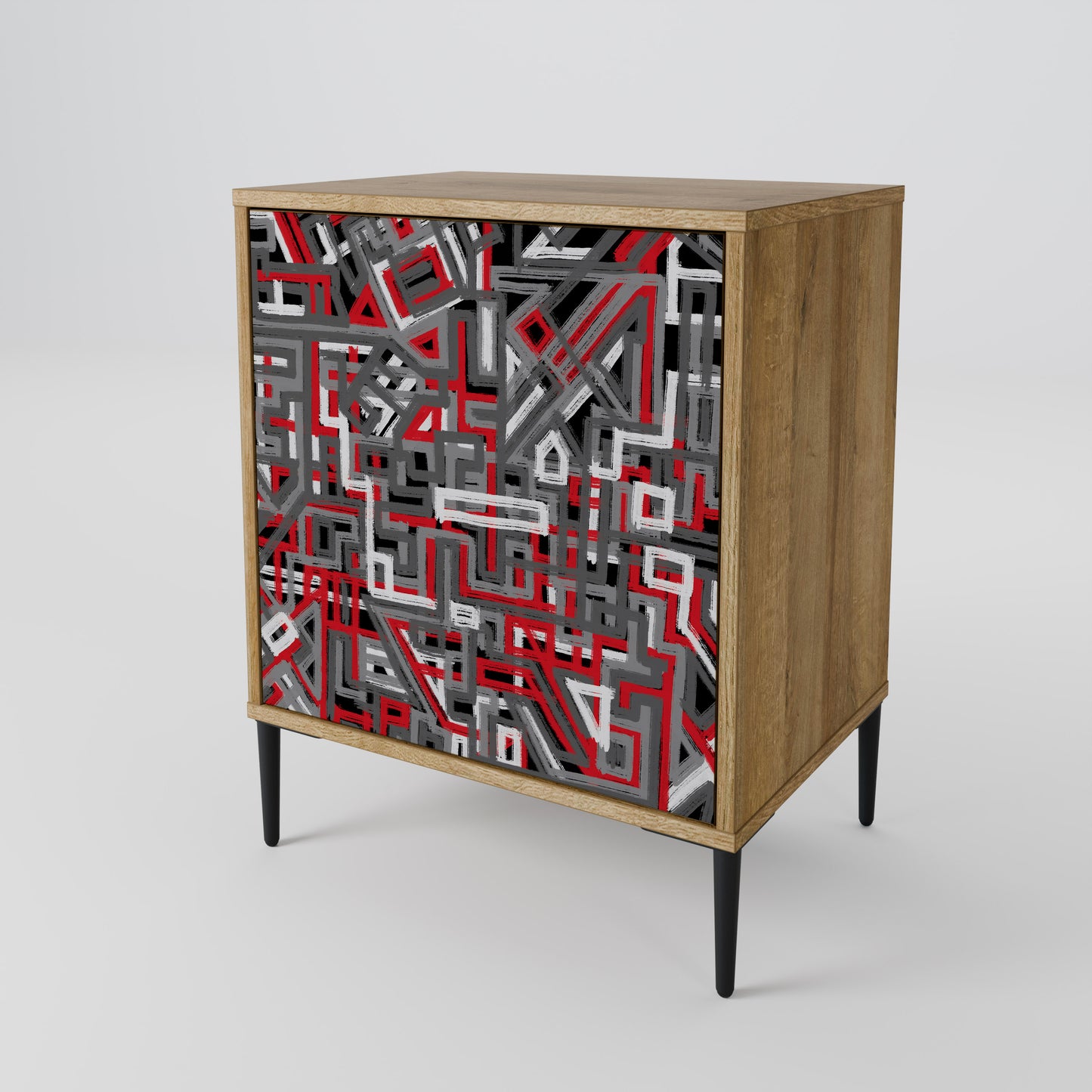 Credenza BROKEN LINES a 1 anta effetto rovere