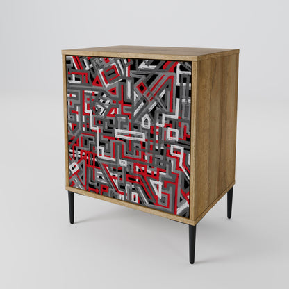 Credenza BROKEN LINES a 1 anta effetto rovere