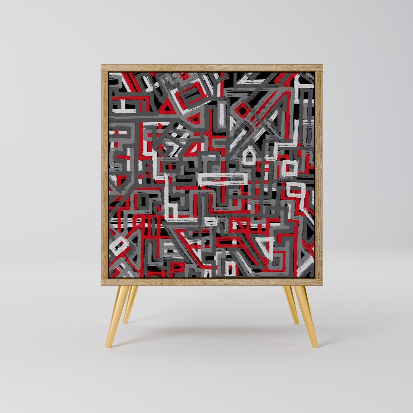 Credenza BROKEN LINES a 1 anta effetto rovere