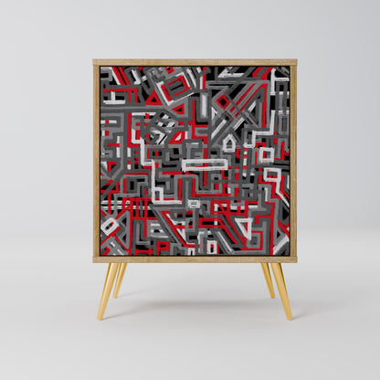 Credenza BROKEN LINES a 1 anta effetto rovere