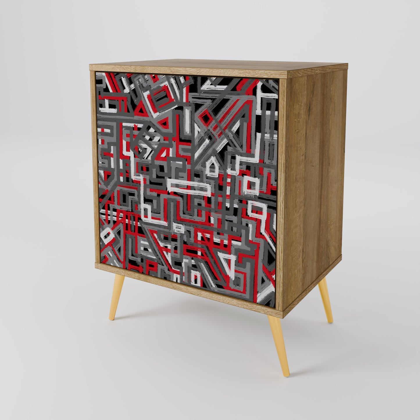 Credenza BROKEN LINES a 1 anta effetto rovere