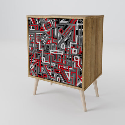 Credenza BROKEN LINES a 1 anta effetto rovere