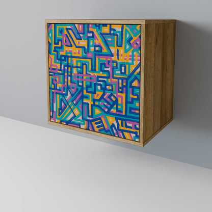 Credenza MEMORIES MAP a 1 anta effetto rovere