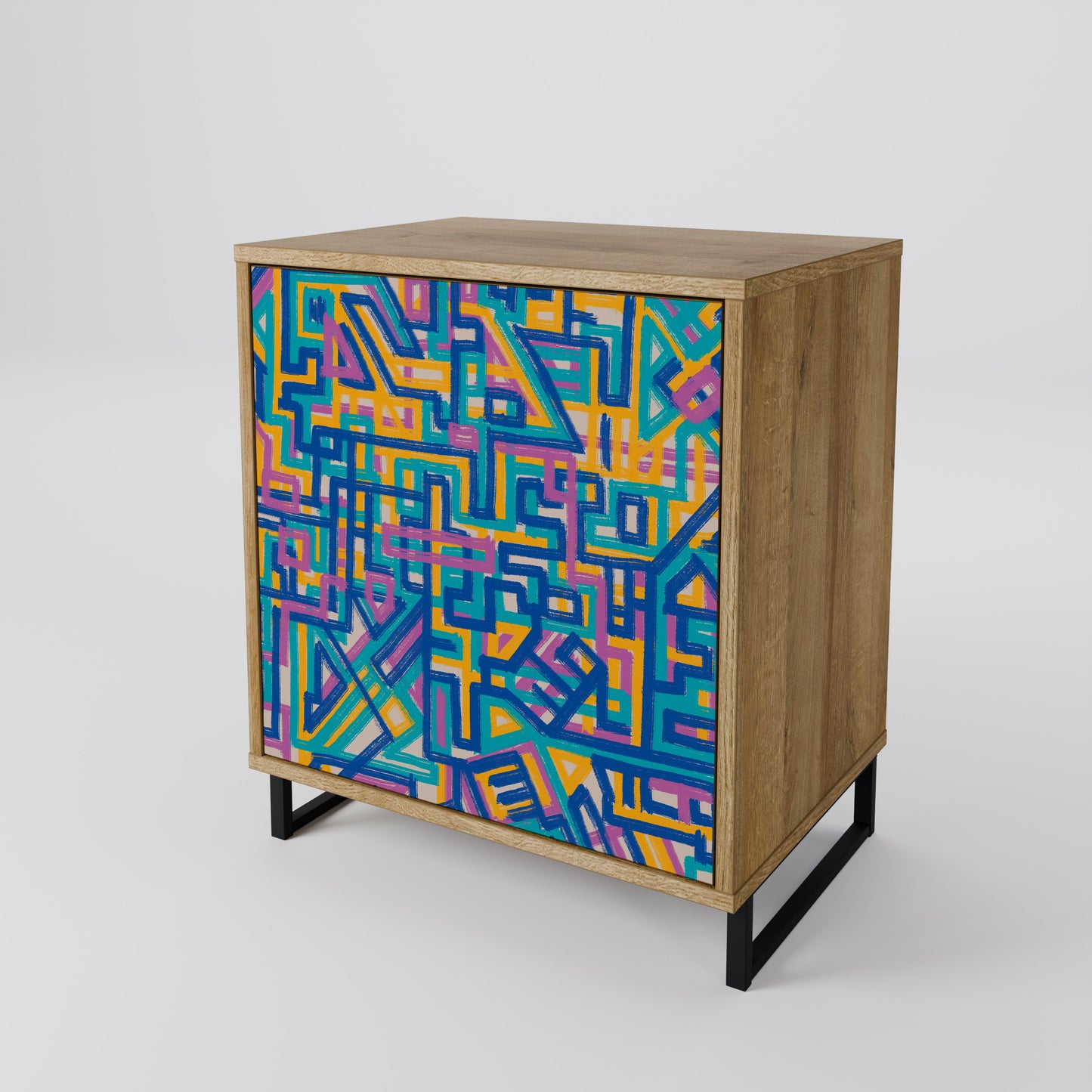 Credenza MEMORIES MAP a 1 anta effetto rovere