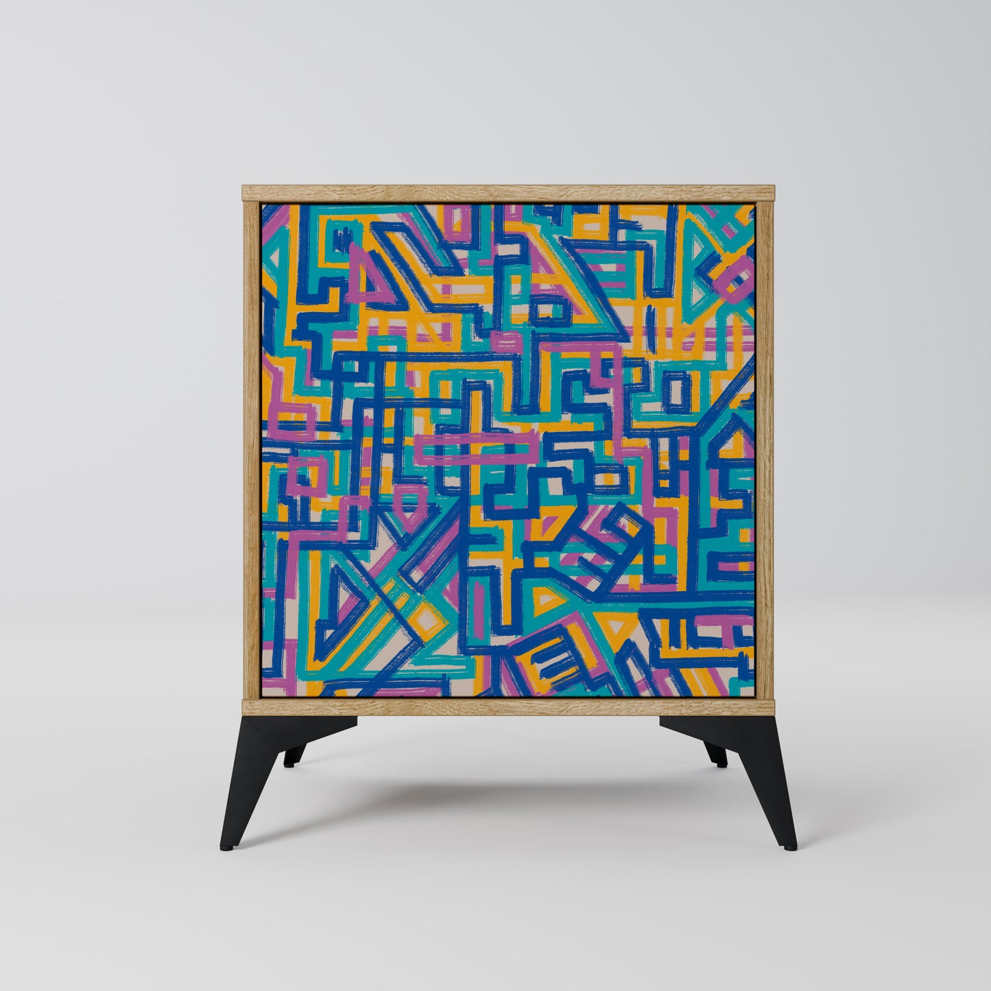 Credenza MEMORIES MAP a 1 anta effetto rovere