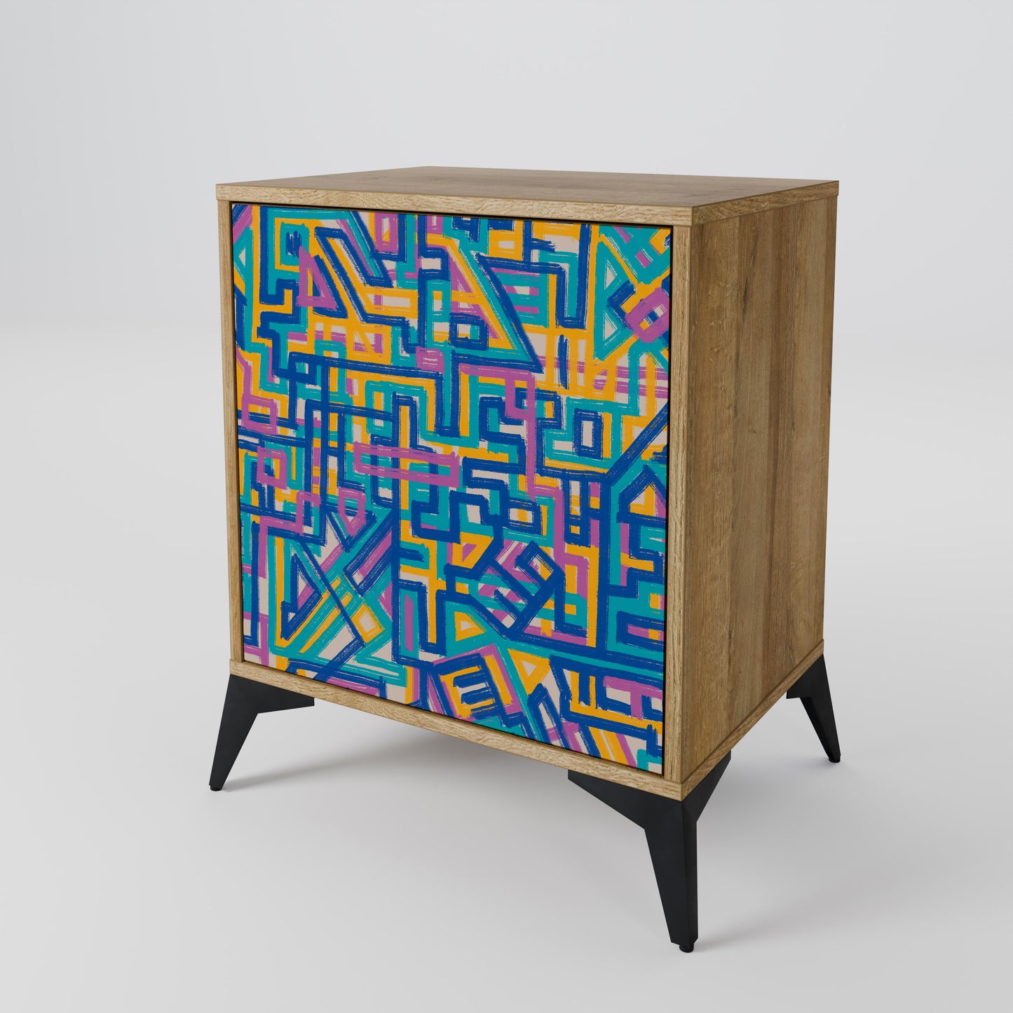 Credenza MEMORIES MAP a 1 anta effetto rovere