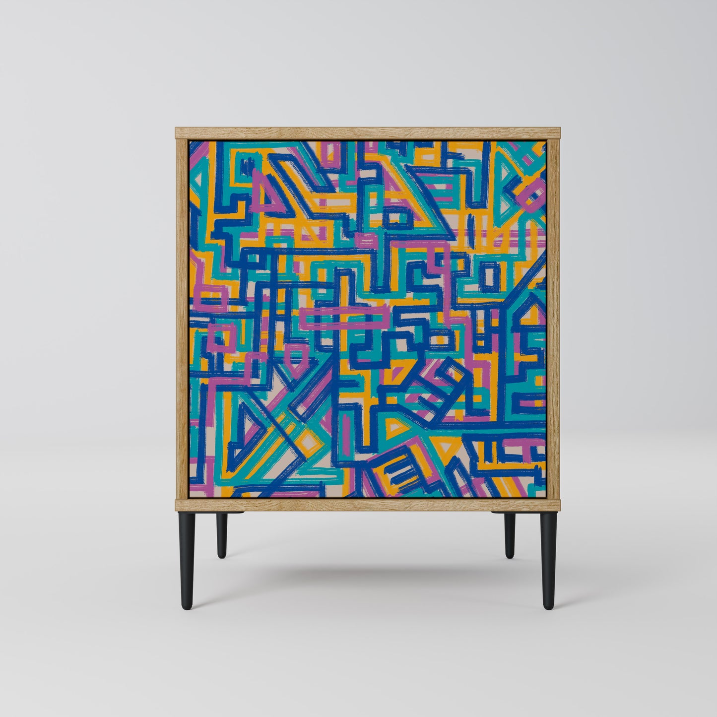 Credenza MEMORIES MAP a 1 anta effetto rovere