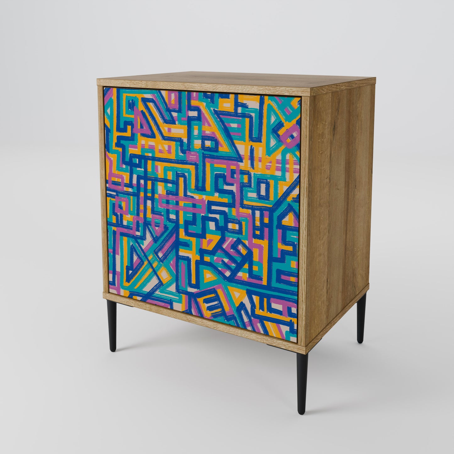 Credenza MEMORIES MAP a 1 anta effetto rovere