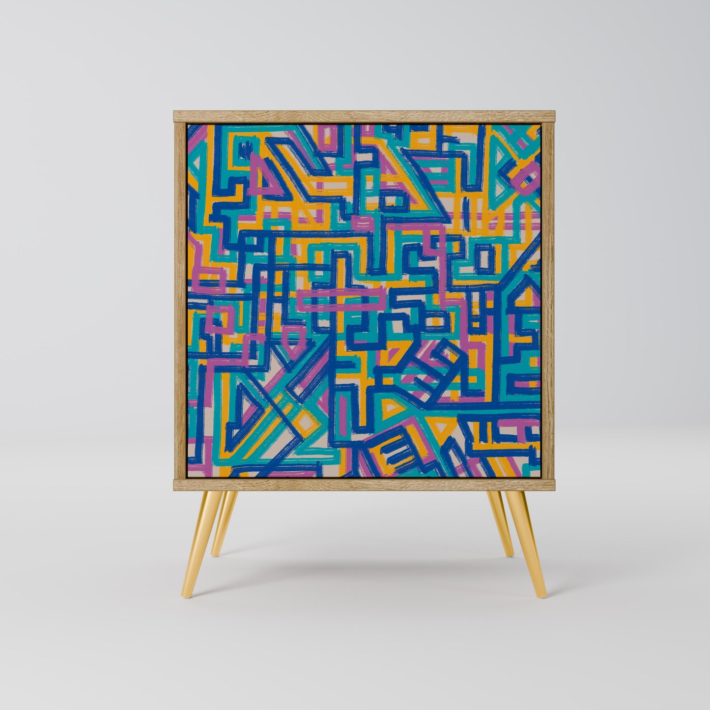 Credenza MEMORIES MAP a 1 anta effetto rovere