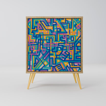 Credenza MEMORIES MAP a 1 anta effetto rovere