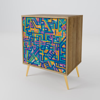 Credenza MEMORIES MAP a 1 anta effetto rovere