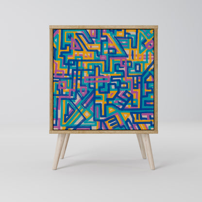 Credenza MEMORIES MAP a 1 anta effetto rovere