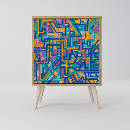 Credenza MEMORIES MAP a 1 anta effetto rovere