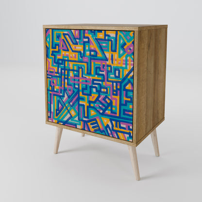 Credenza MEMORIES MAP a 1 anta effetto rovere