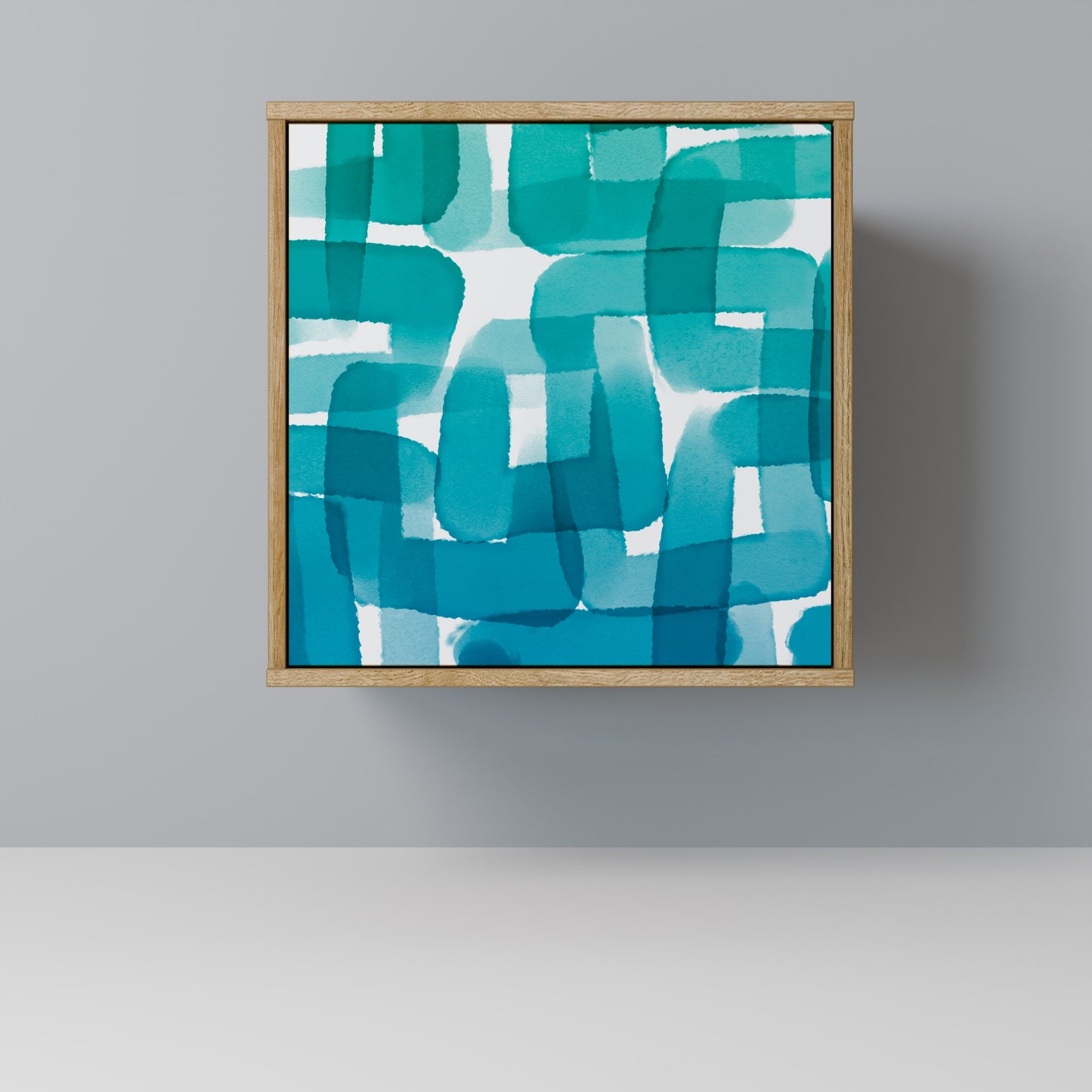 Credenza TURQUOISE RECTANGLES a 1 anta effetto rovere