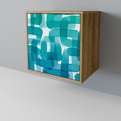 Credenza TURQUOISE RECTANGLES a 1 anta effetto rovere