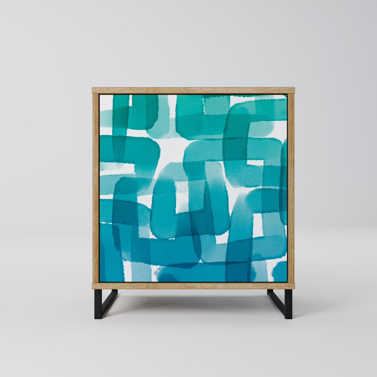 Credenza TURQUOISE RECTANGLES a 1 anta effetto rovere