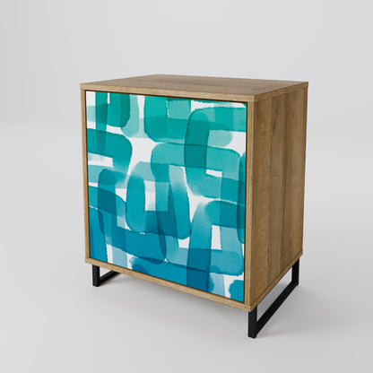 Credenza TURQUOISE RECTANGLES a 1 anta effetto rovere