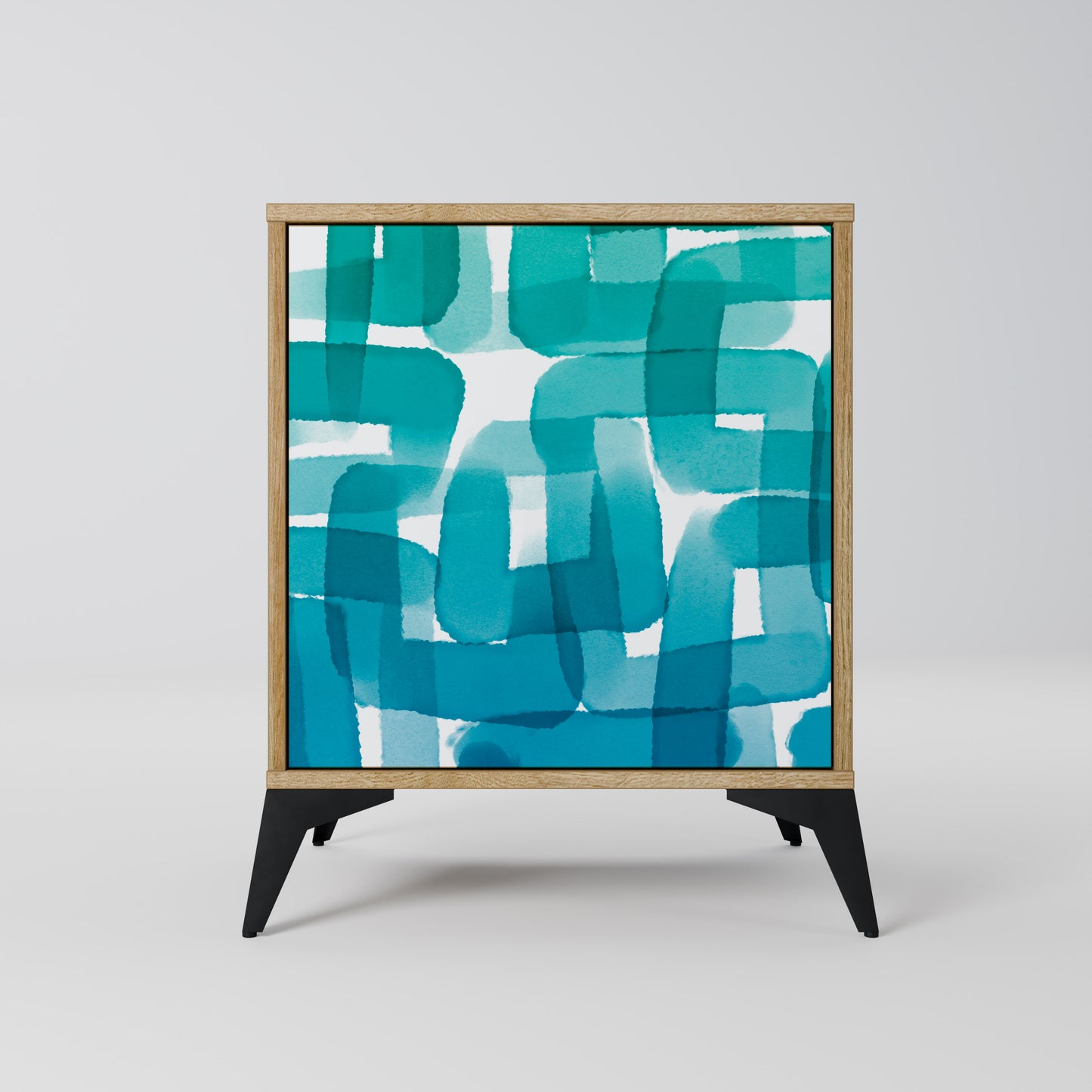 Credenza TURQUOISE RECTANGLES a 1 anta effetto rovere