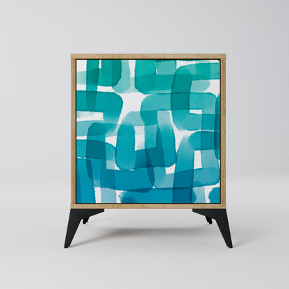 Credenza TURQUOISE RECTANGLES a 1 anta effetto rovere