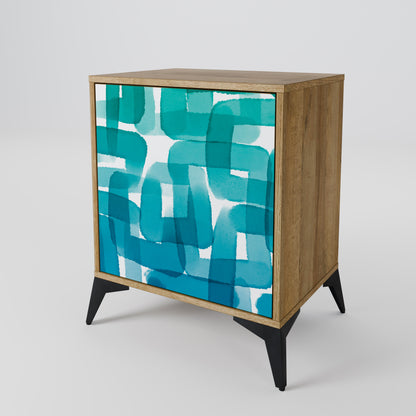 Credenza TURQUOISE RECTANGLES a 1 anta effetto rovere