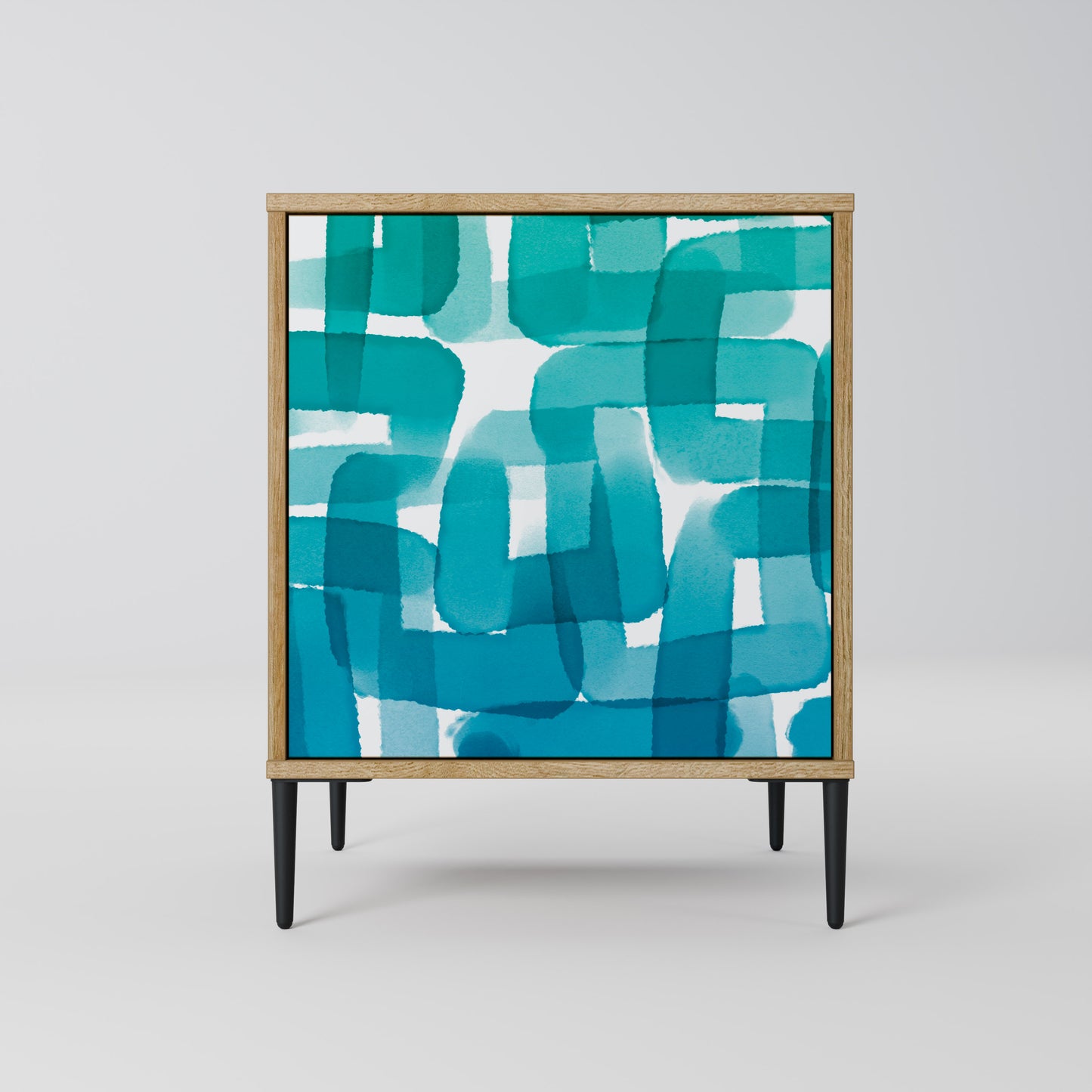 Credenza TURQUOISE RECTANGLES a 1 anta effetto rovere