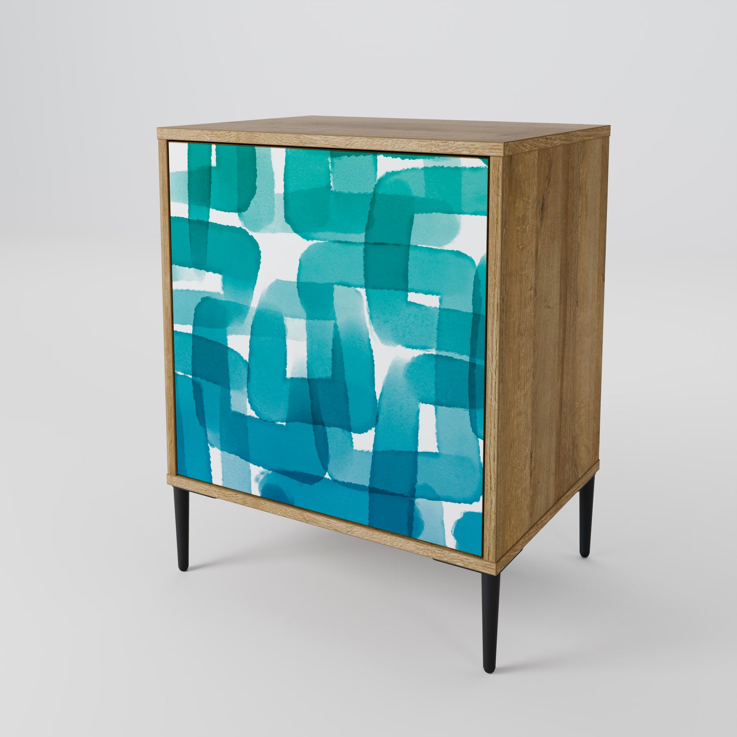 Credenza TURQUOISE RECTANGLES a 1 anta effetto rovere