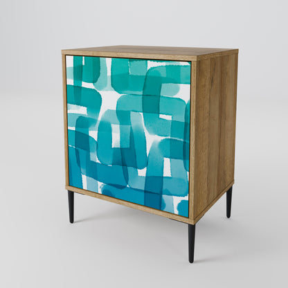 Credenza TURQUOISE RECTANGLES a 1 anta effetto rovere