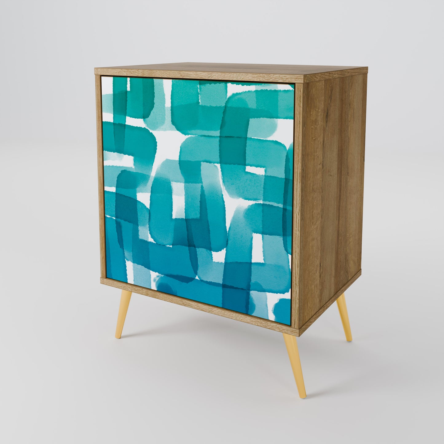 Credenza TURQUOISE RECTANGLES a 1 anta effetto rovere