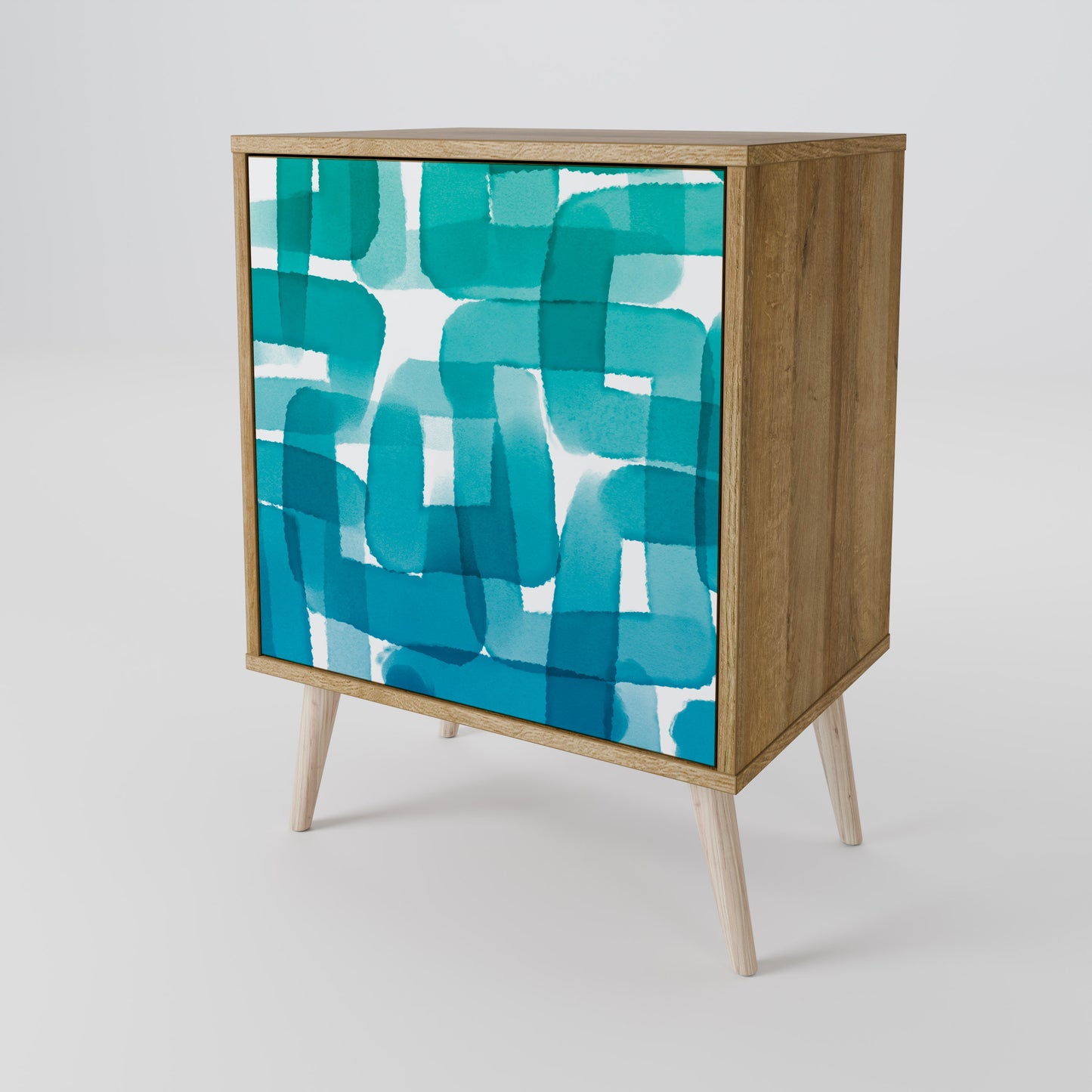 Credenza TURQUOISE RECTANGLES a 1 anta effetto rovere
