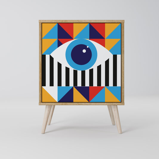 ASTRAZIONE E GEOMETRIA Credenza a 1 anta effetto rovere