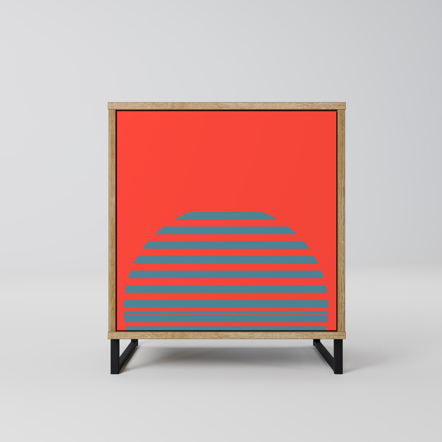 Credenza a 1 anta RISING GEOMETRY STARS effetto rovere