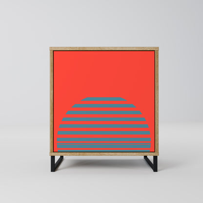 Credenza a 1 anta RISING GEOMETRY STARS effetto rovere