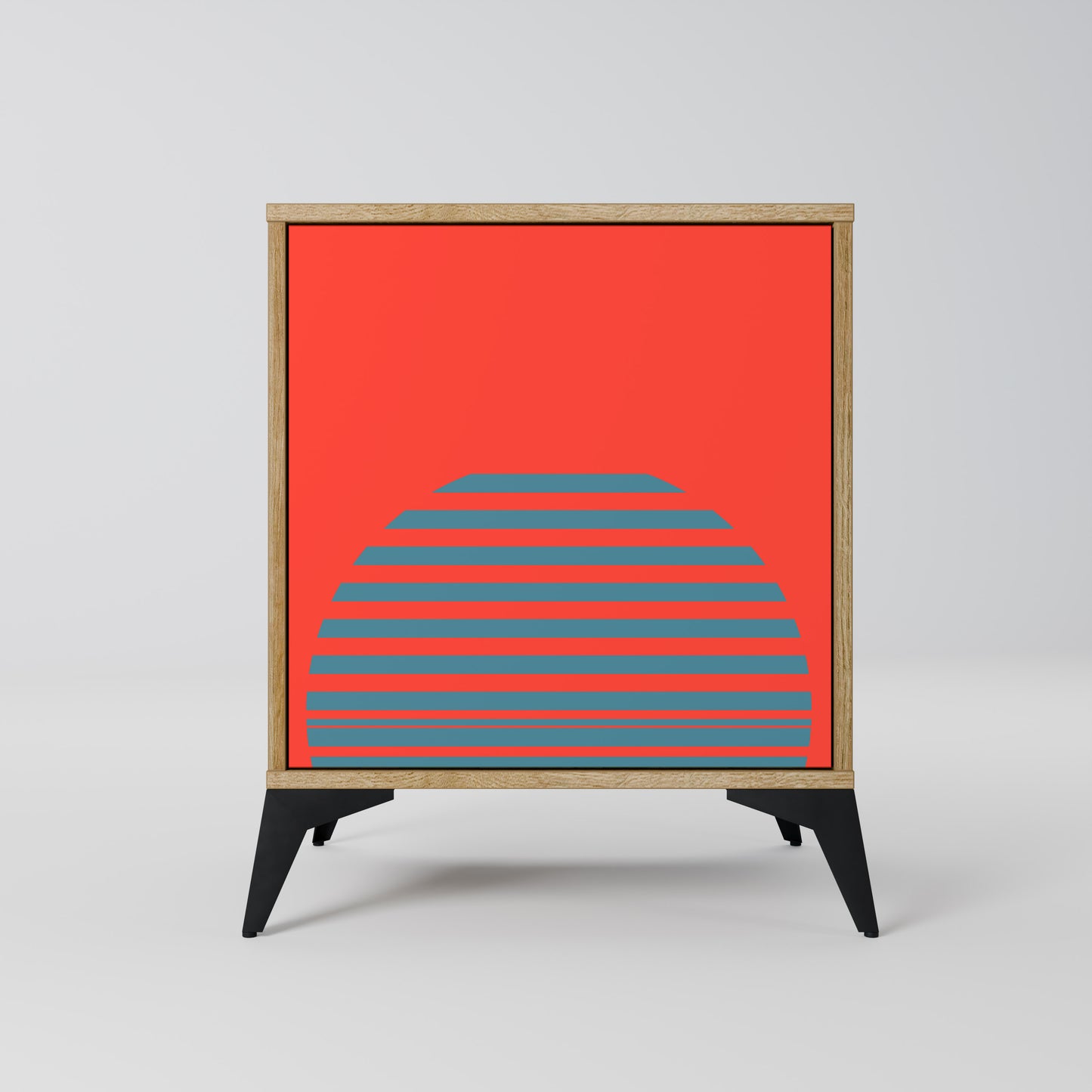 Credenza a 1 anta RISING GEOMETRY STARS effetto rovere